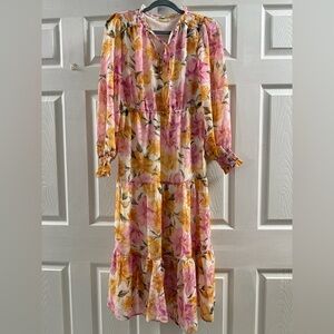 Indigo Rose Floral Midi Dress Size Small